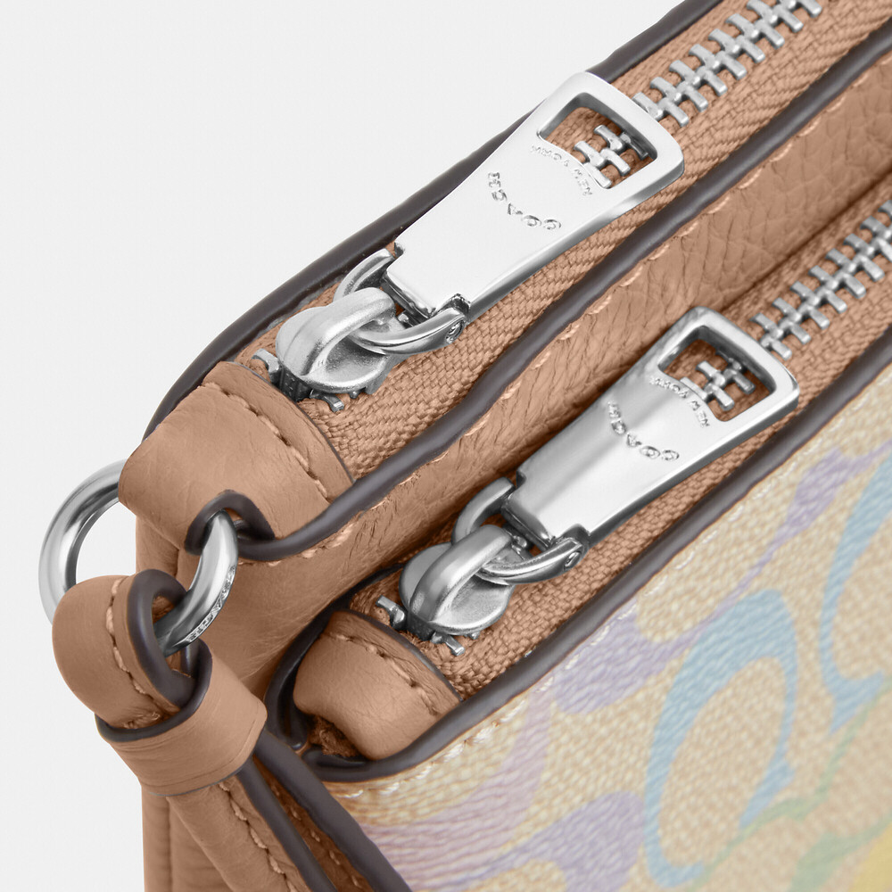 Coach Outlet Double Zip Wallet In Rainbow Signature Canvas - Picture 3 of 7